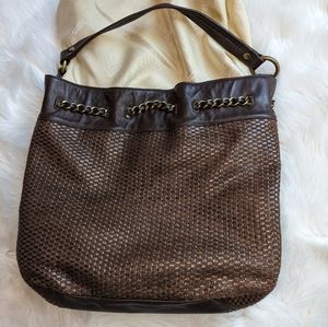 TALBOT/  Bag /Woven Women's /leather trim strap bottom / Brown Hobo bag